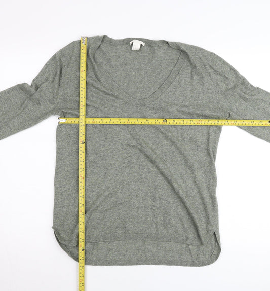 H&M Women’s Grey V-Neck Pullover Jumper Size 8 Regular Fit