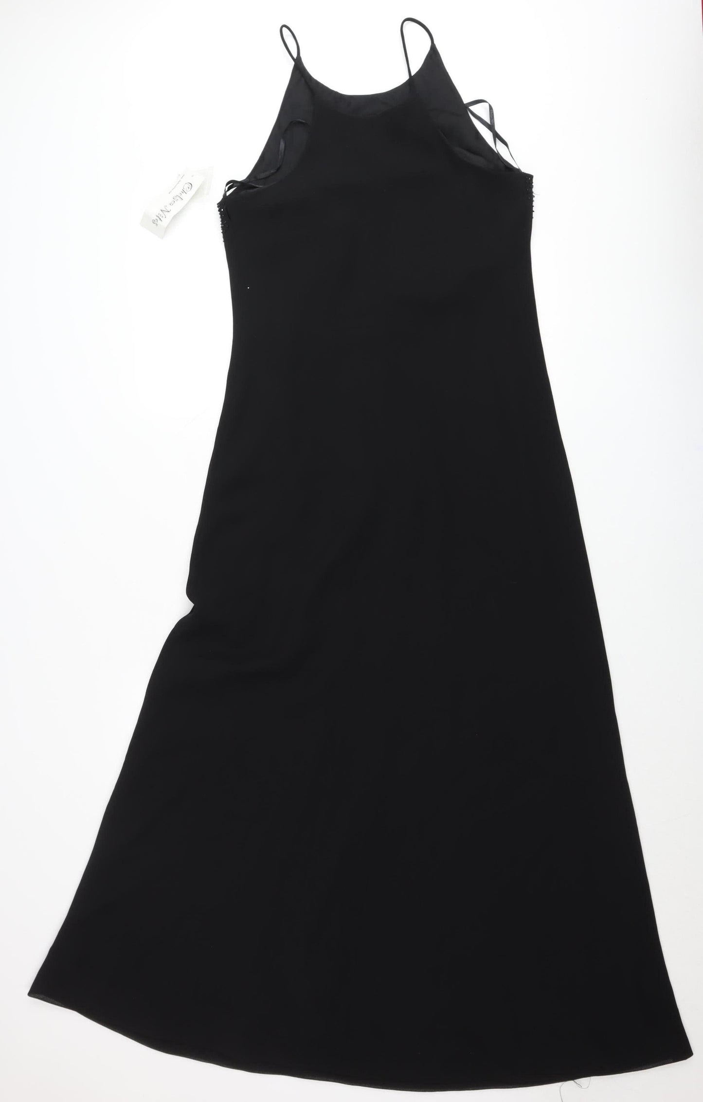 Chelsea Nites Women’s Black Beaded Slip Dress Size 14 Formal Long