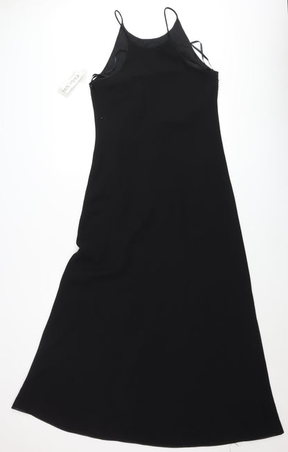 Chelsea Nites Women’s Black Beaded Slip Dress Size 14 Formal Long