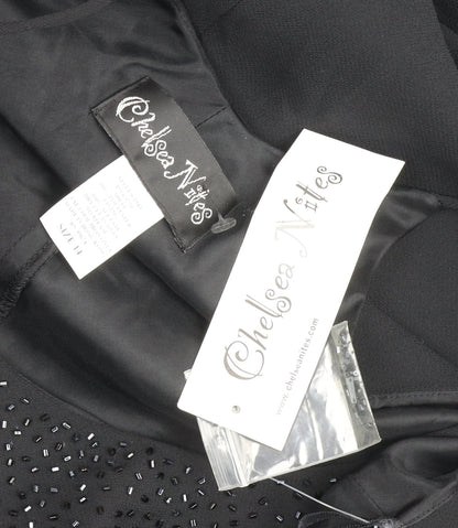 Chelsea Nites Women’s Black Beaded Slip Dress Size 14 Formal Long