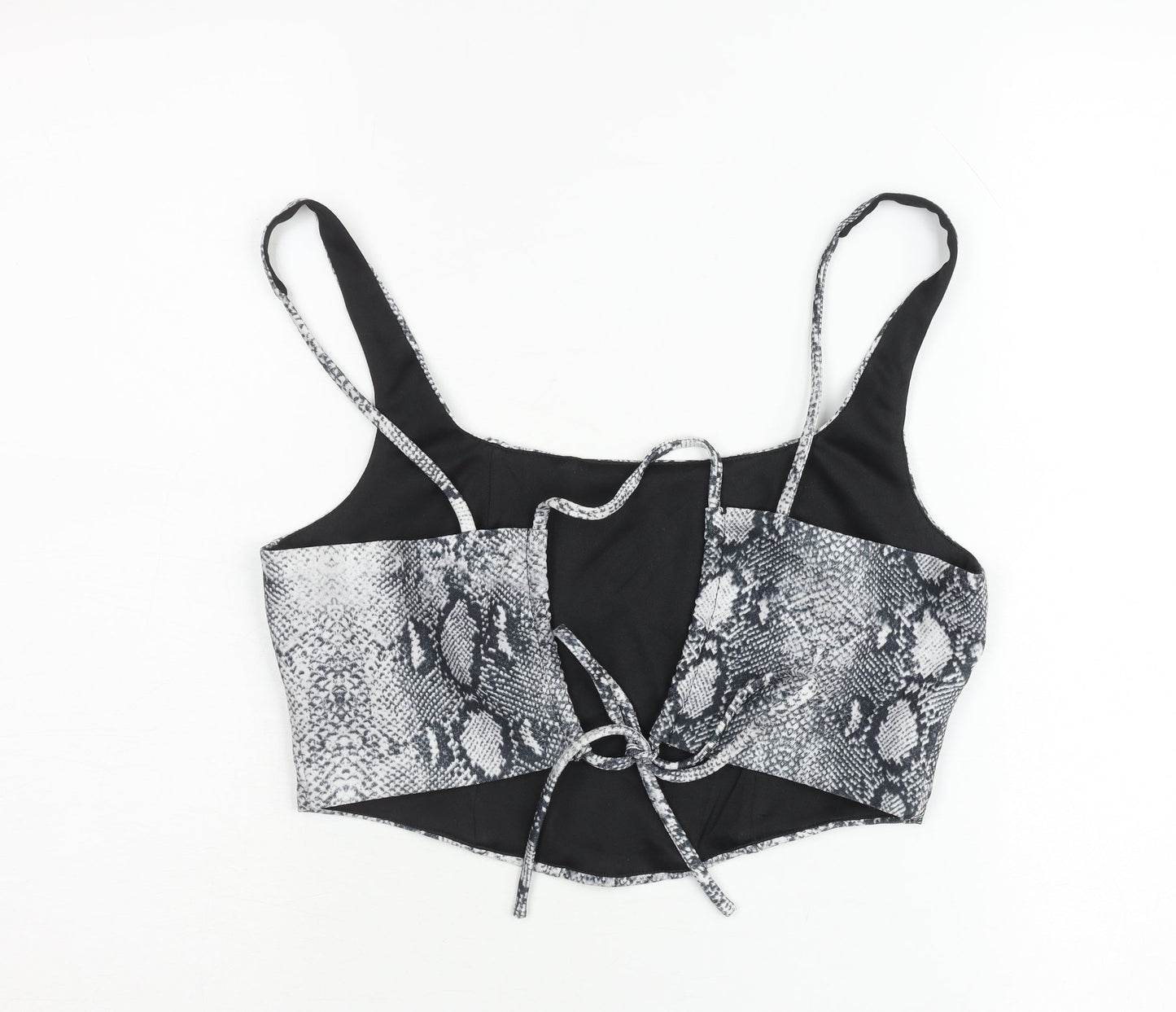 Pink Vanilla Women’s Grey Snake Print Cropped Tank Top UK S