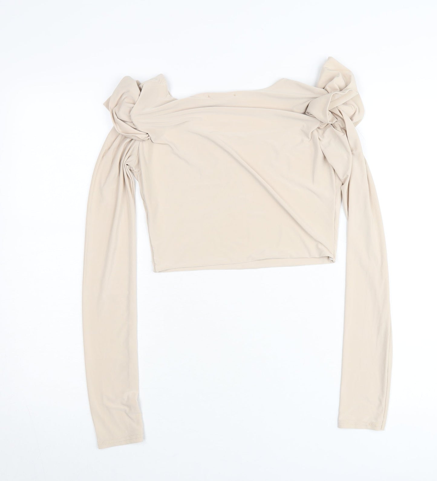Stylewise Womens Beige Size 10 Off Shoulder Cropped Blouse