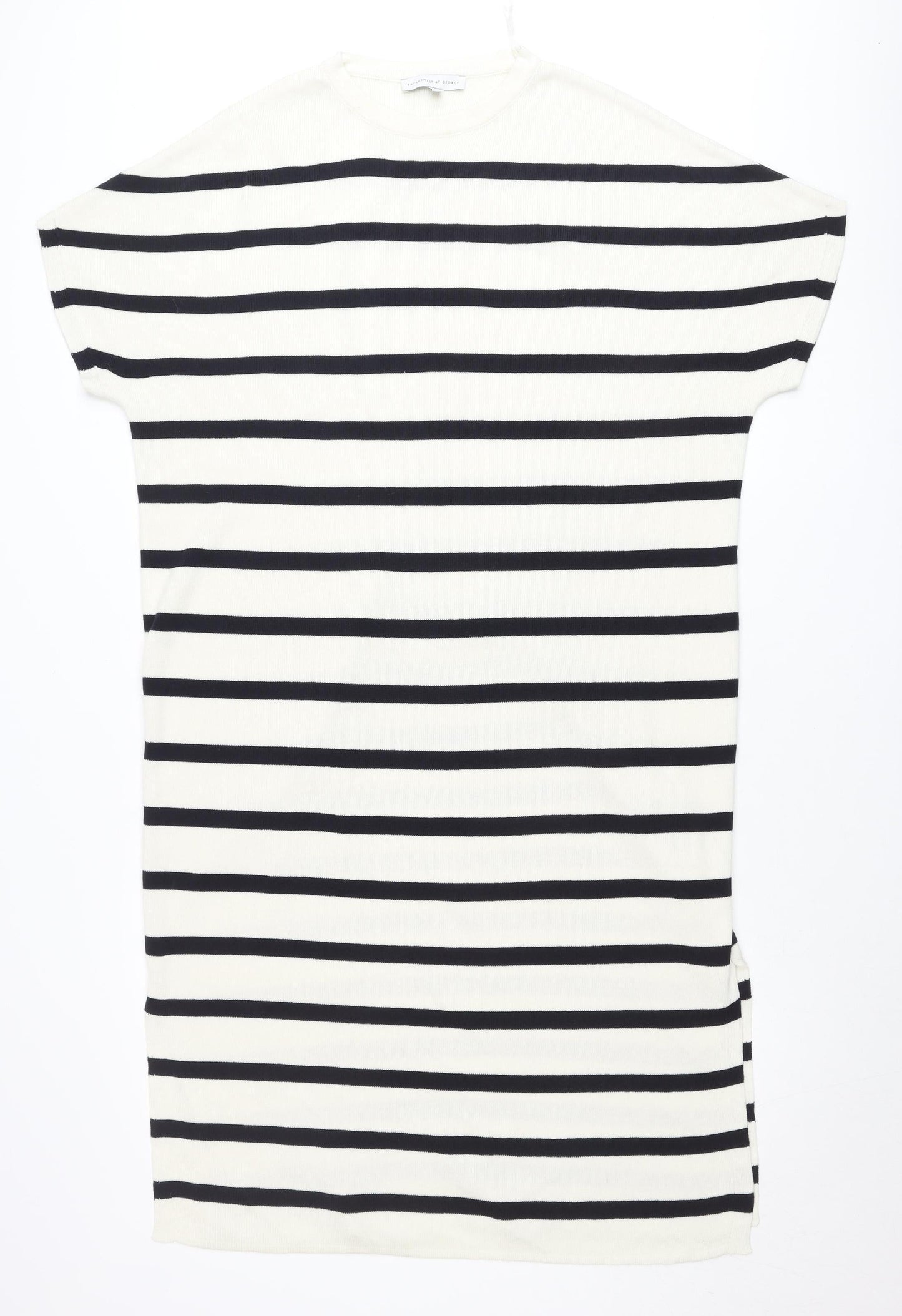 George Women’s Black White Striped T-Shirt Dress L