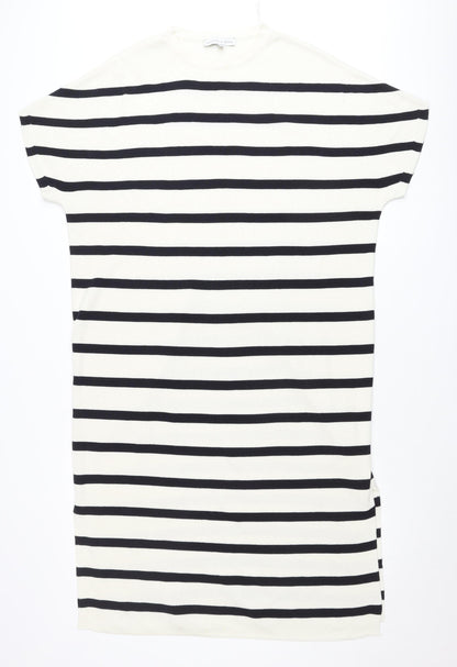 George Women’s Black White Striped T-Shirt Dress L
