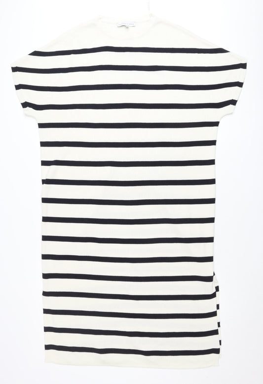 George Women’s Black White Striped T-Shirt Dress L