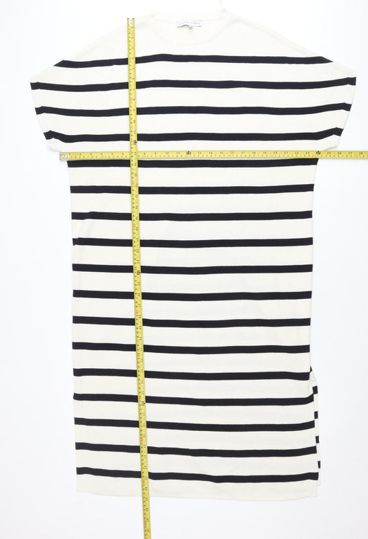 George Women’s Black White Striped T-Shirt Dress L