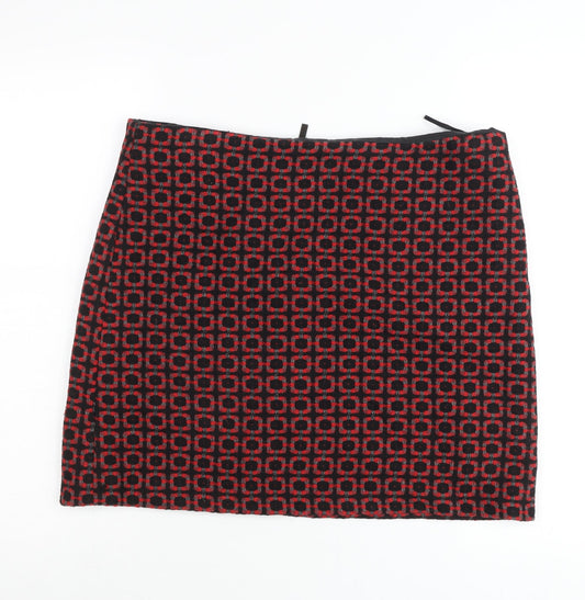 Marks and Spencer Women’s Red Black Geometric Pencil Skirt Size 14