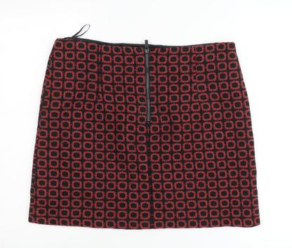 Marks and Spencer Women’s Red Black Geometric Pencil Skirt Size 14
