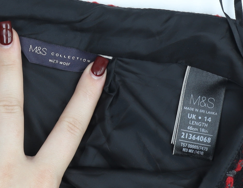 Marks and Spencer Women’s Red Black Geometric Pencil Skirt Size 14