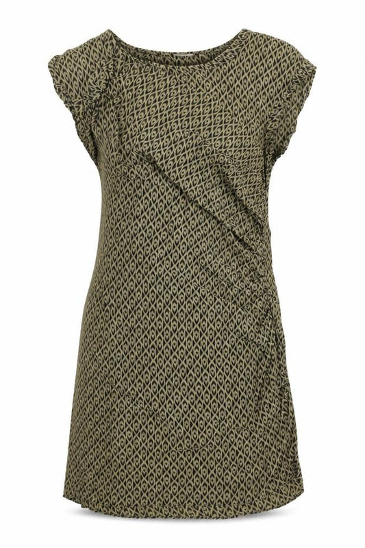 Country Road Women Green Silk Shift Dress Size S Sleeveless Geometric