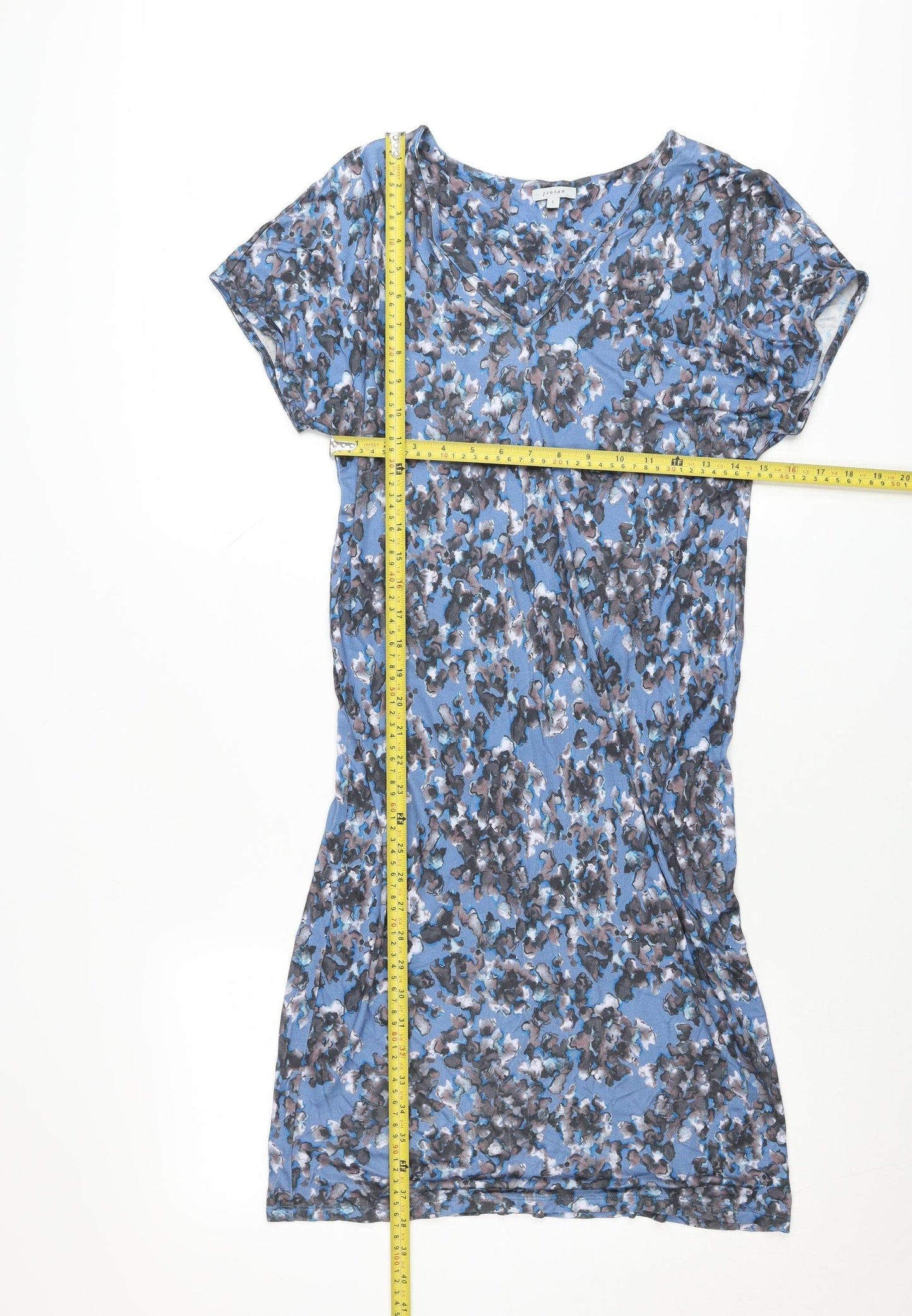 Jigsaw Women’s Blue Floral Shift Dress Size S Short Sleeve