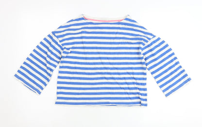 Boden Teens Blue Striped 3/4 Sleeve Cotton T-Shirt Size 12