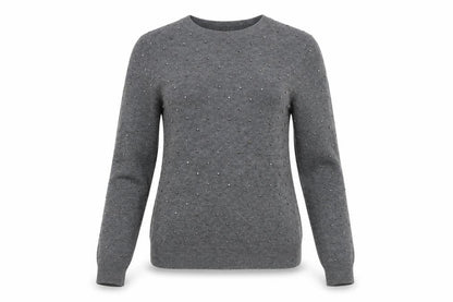 Primark Women’s Grey Studded Crew Neck Pullover Jumper 2XS