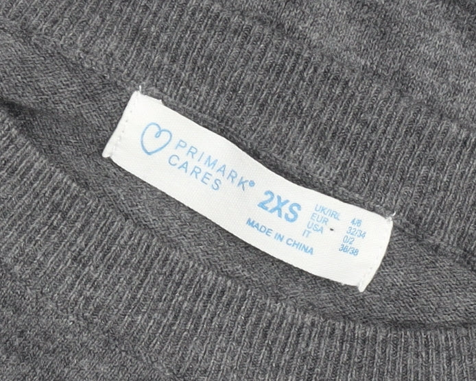 Primark Women’s Grey Studded Crew Neck Pullover Jumper 2XS