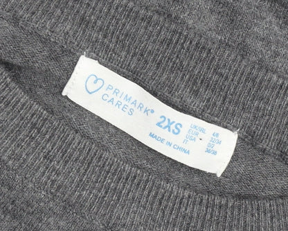 Primark Women’s Grey Studded Crew Neck Pullover Jumper 2XS