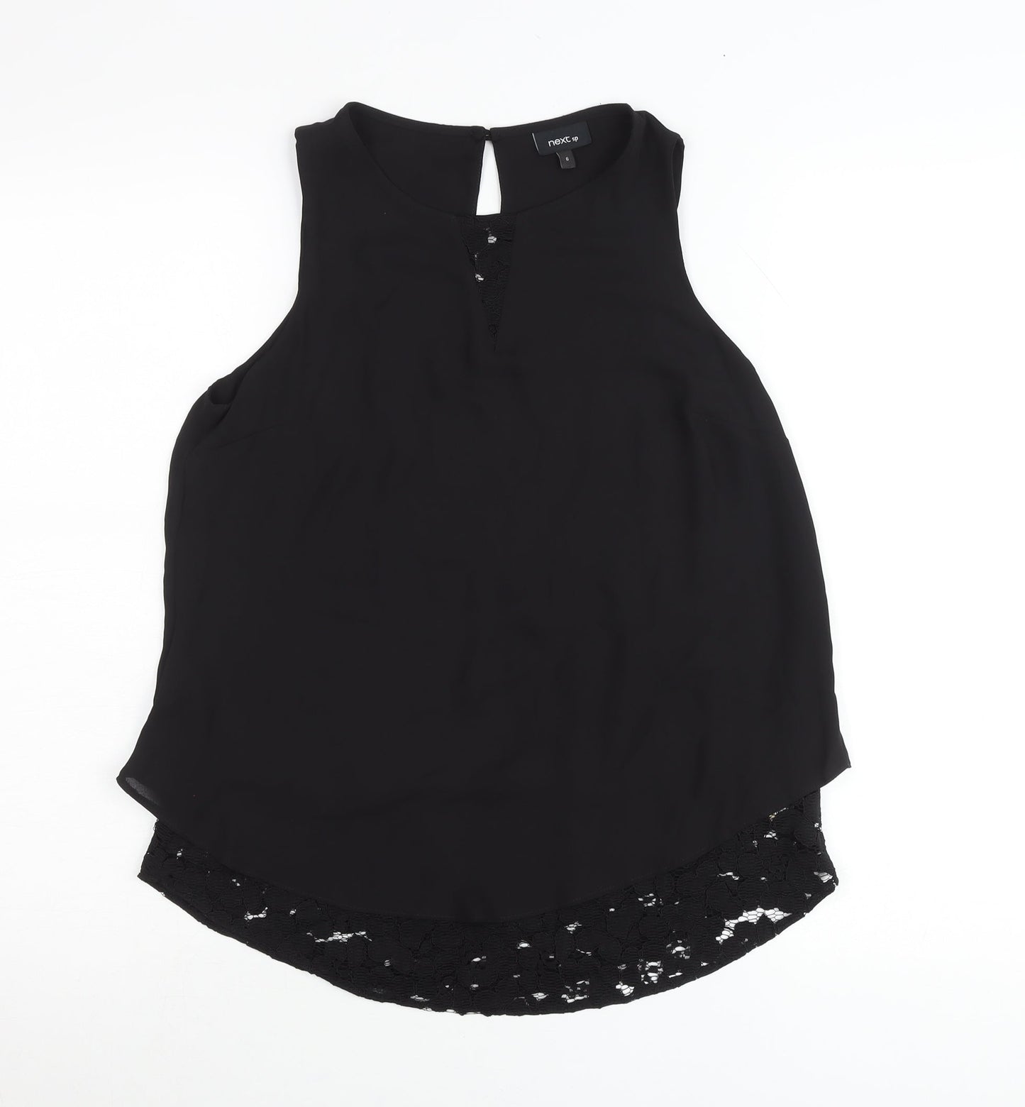 Next Women’s Black Sleeveless Lace Hem Blouse Size 6 Polyester