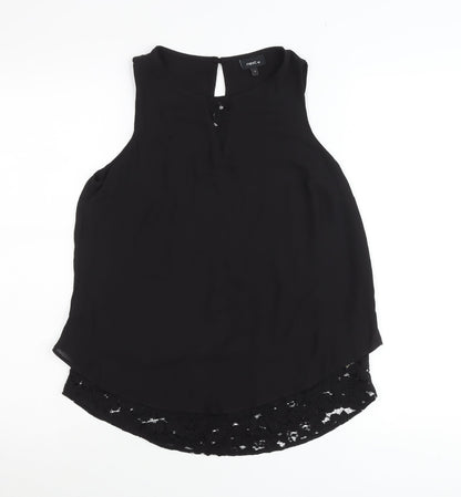 Next Women’s Black Sleeveless Lace Hem Blouse Size 6 Polyester