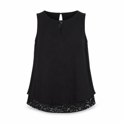Next Women’s Black Sleeveless Lace Hem Blouse Size 6 Polyester