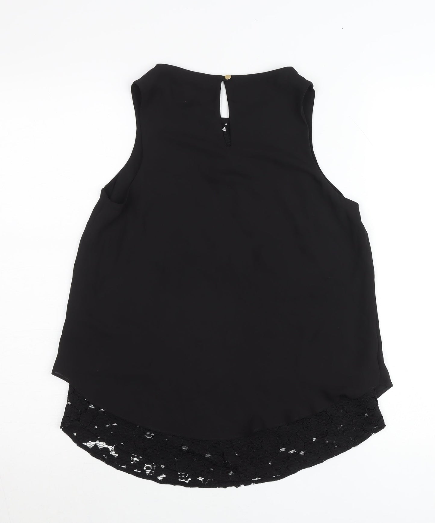 Next Women’s Black Sleeveless Lace Hem Blouse Size 6 Polyester