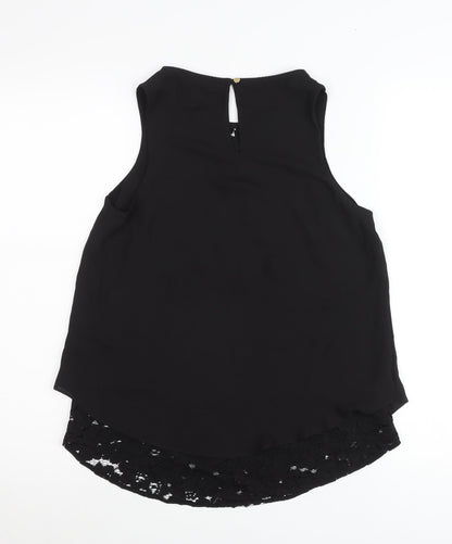 Next Women’s Black Sleeveless Lace Hem Blouse Size 6 Polyester