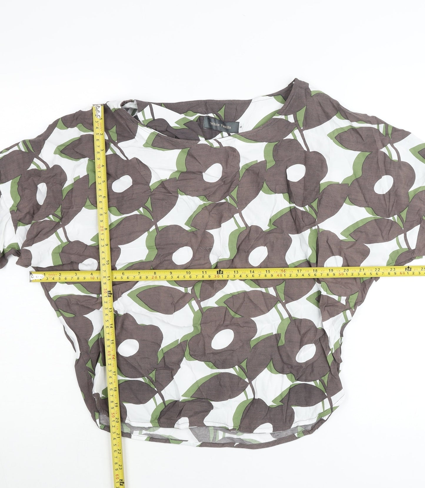 White Vanilla Womens Multicoloured Floral Blouse Size S 3/4 Sleeve Tunic