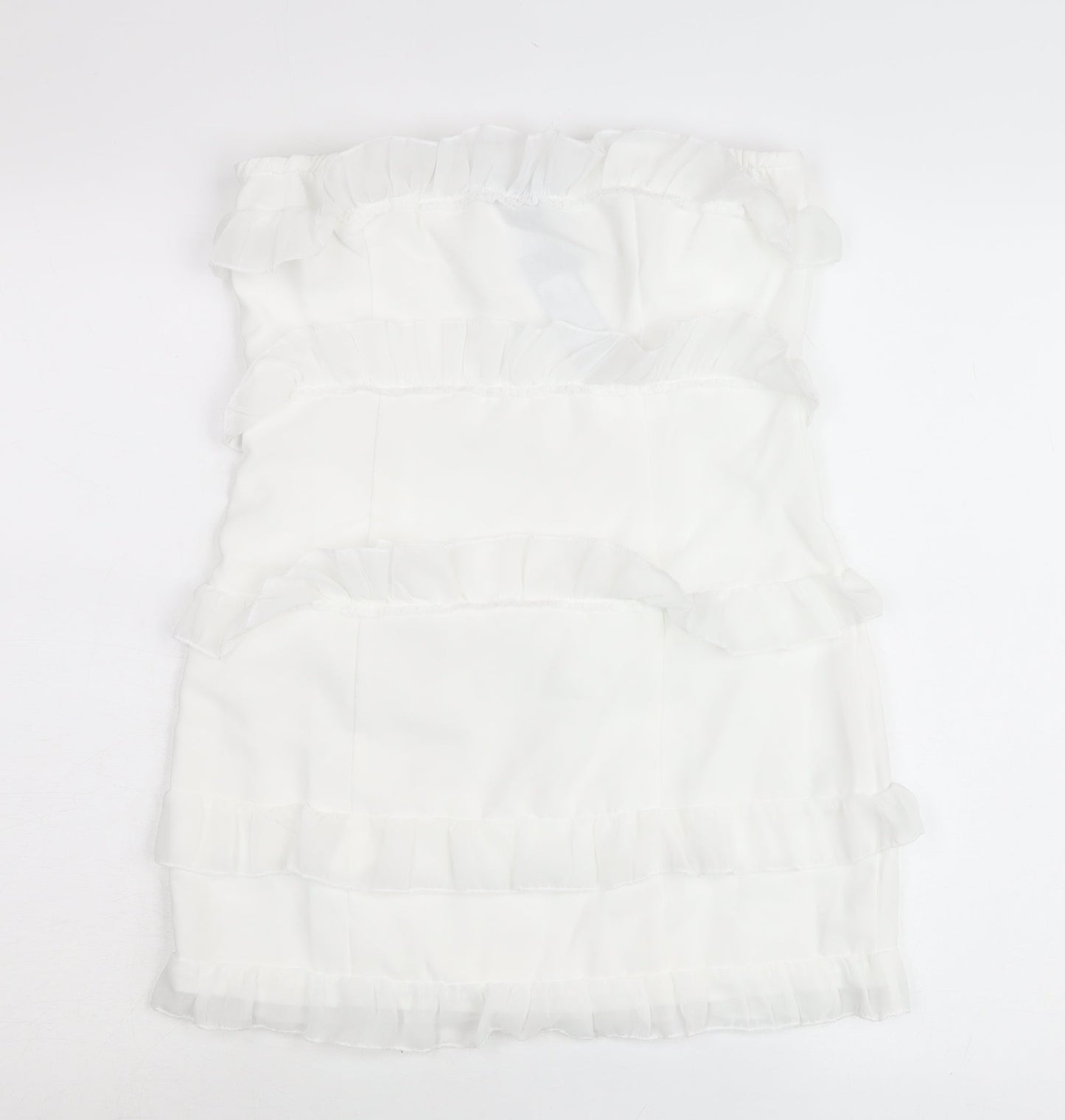 PrettyLittleThing Petite Women’s White Mini Ruffle Skirt Size 10