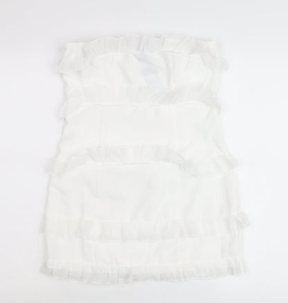 PrettyLittleThing Petite Women’s White Mini Ruffle Skirt Size 10