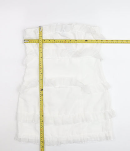 PrettyLittleThing Petite Women’s White Mini Ruffle Skirt Size 10