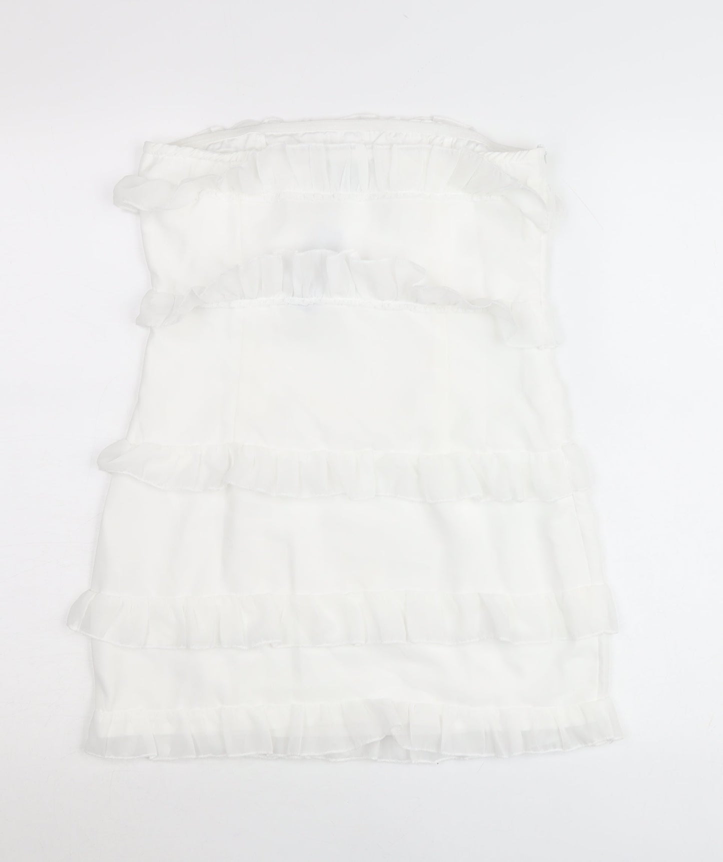 PrettyLittleThing Petite Women’s White Mini Ruffle Skirt Size 10