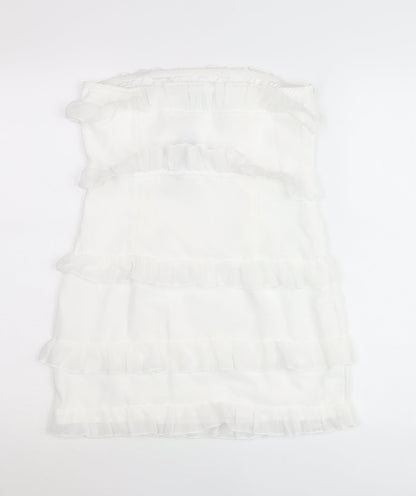 PrettyLittleThing Petite Women’s White Mini Ruffle Skirt Size 10