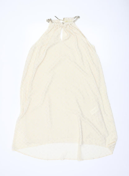 Michael Kors Women’s Ivory Chain Halter Shift Dress S