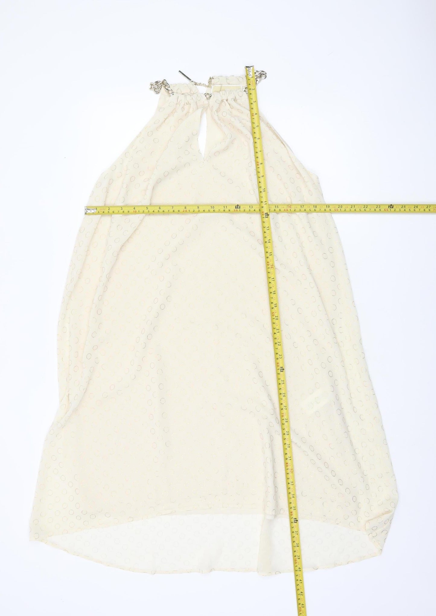 Michael Kors Women’s Ivory Chain Halter Shift Dress S