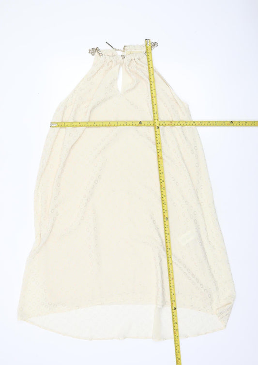 Michael Kors Women’s Ivory Chain Halter Shift Dress S