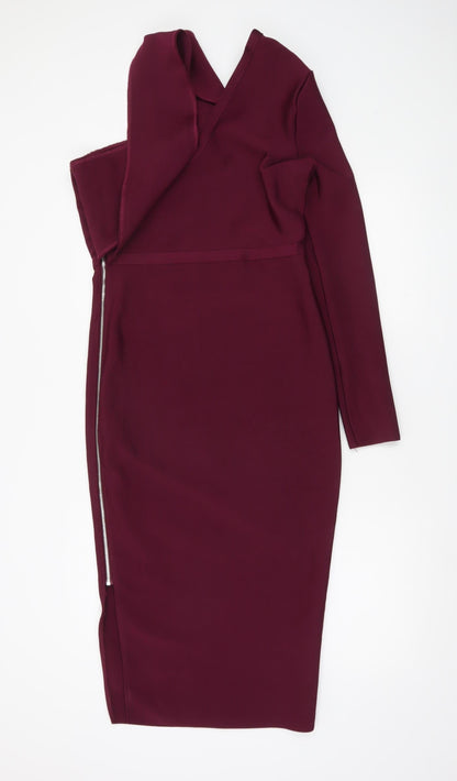 ASOS Women’s Red One Shoulder Bodycon Dress Size 12 Party Cocktail