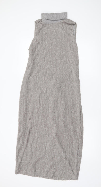 Zara Women’s Grey Knit Roll Neck Sleeveless Shift Dress Size 12