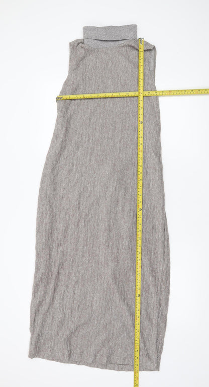 Zara Women’s Grey Knit Roll Neck Sleeveless Shift Dress Size 12