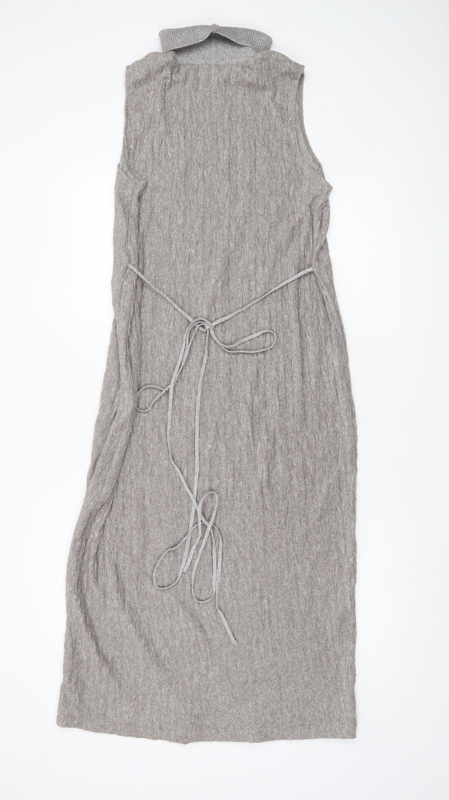 Zara Women’s Grey Knit Roll Neck Sleeveless Shift Dress Size 12