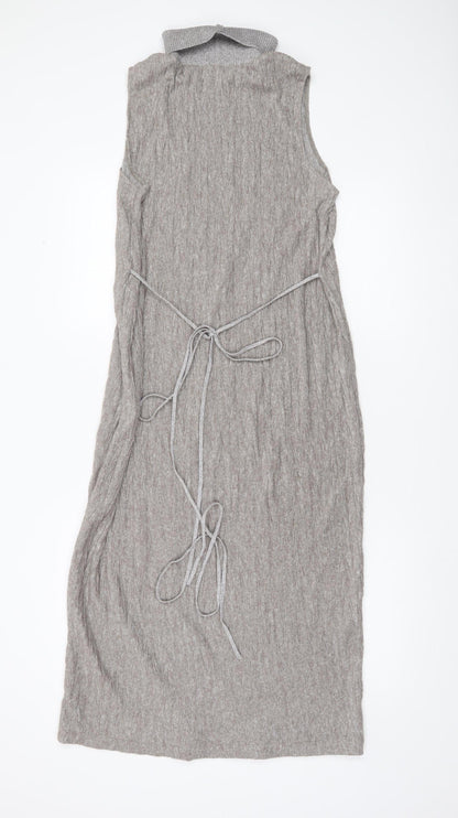 Zara Women’s Grey Knit Roll Neck Sleeveless Shift Dress Size 12