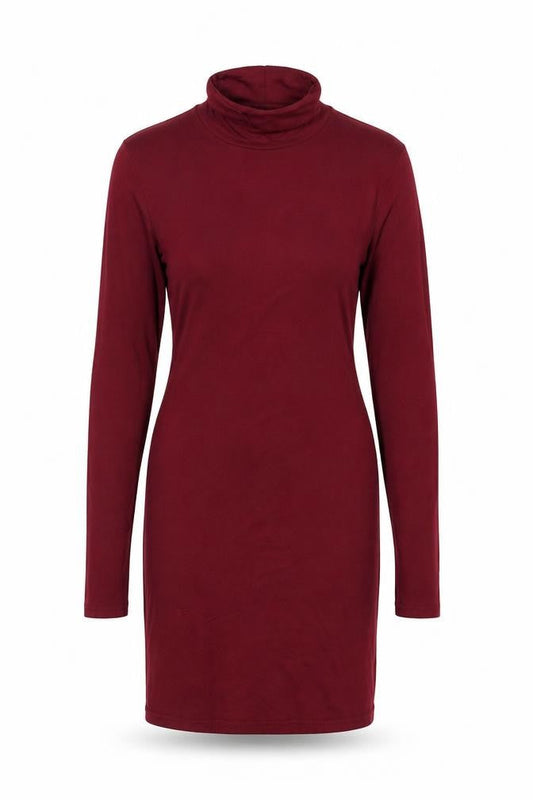 Boohoo Women Red Bodycon Roll Neck Long Sleeve Short Dress UK 10