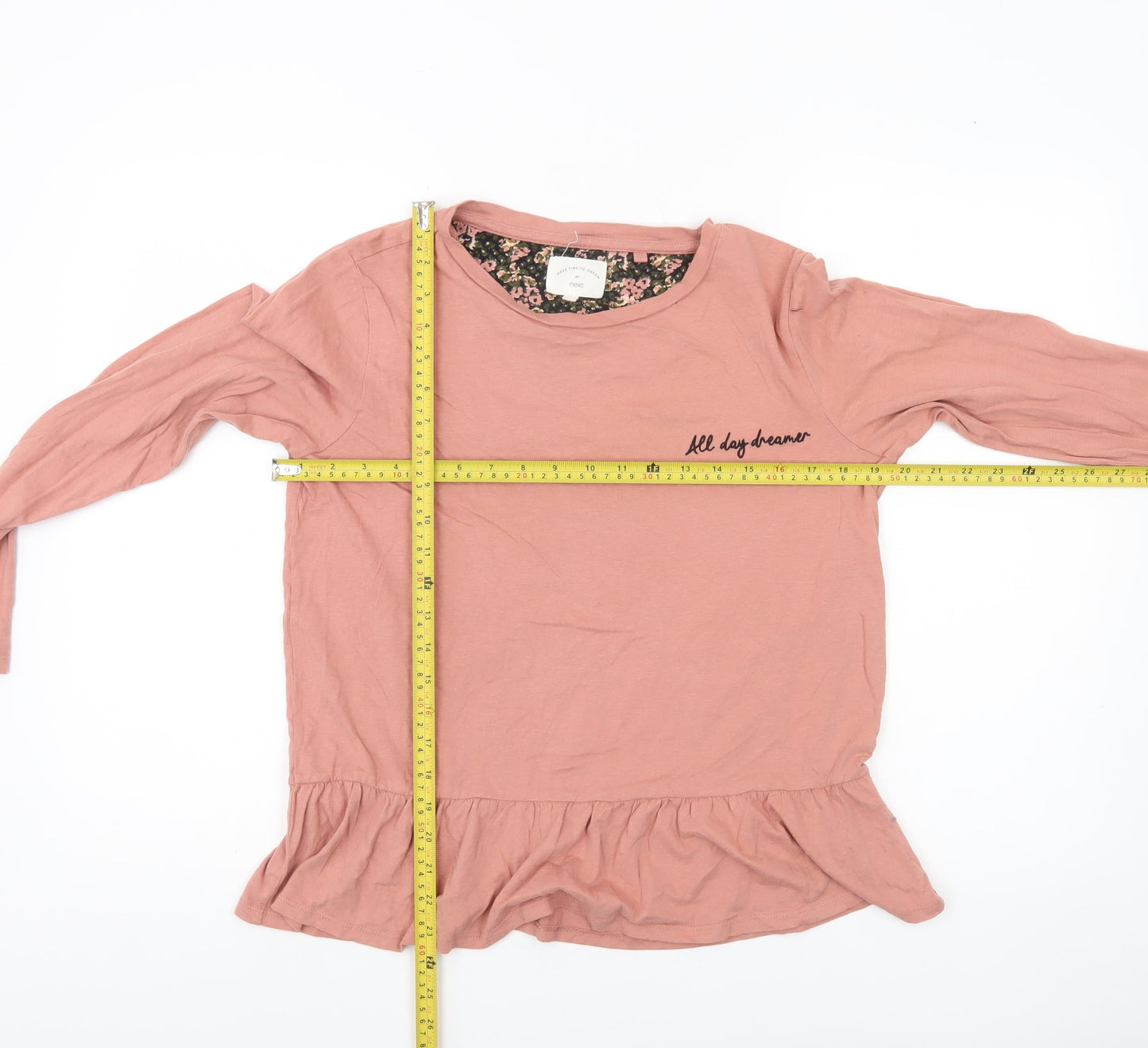 Next Women Pink Cotton Long Sleeve Nightshirt UK 12