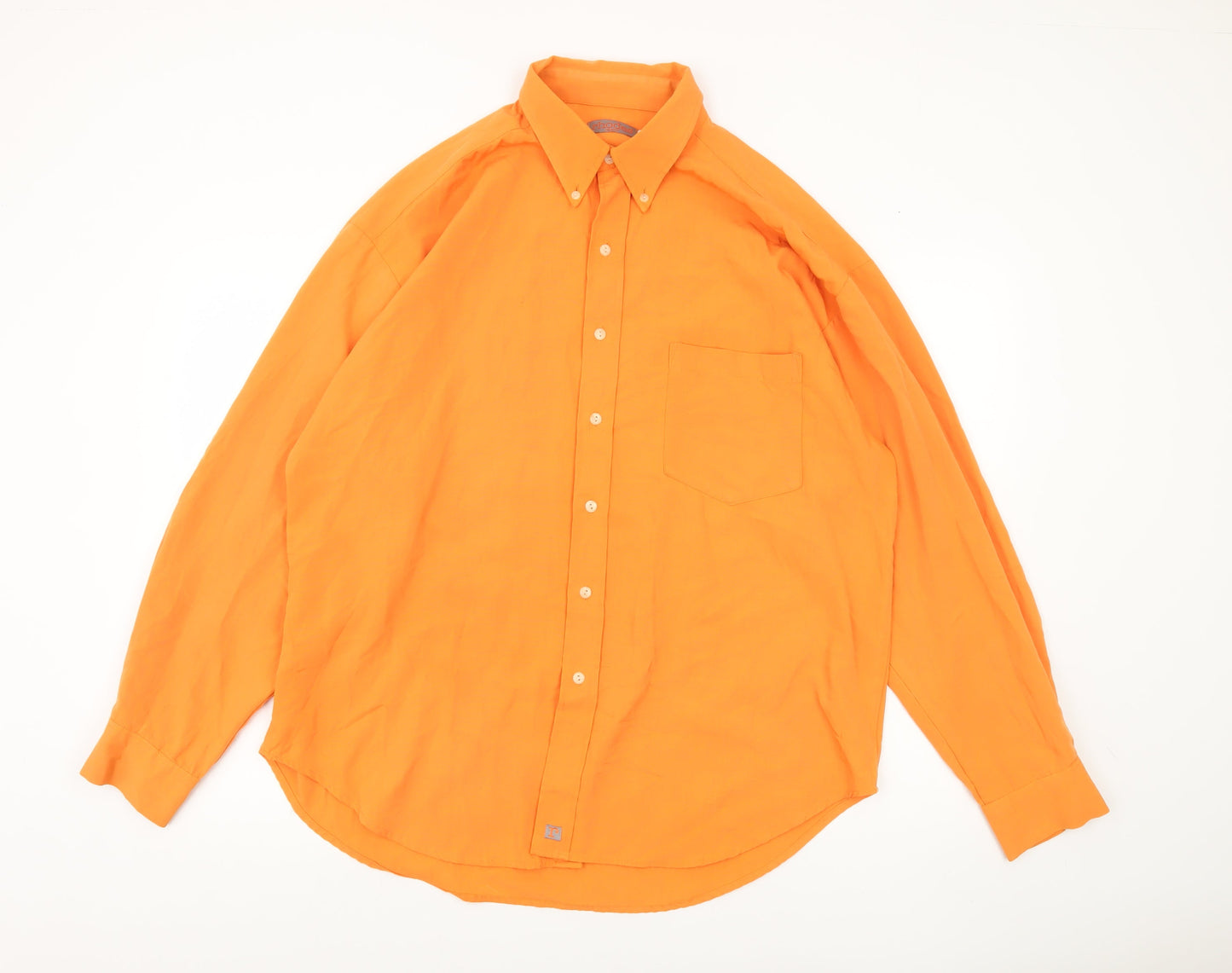 Rhodes England Men's Orange XL Button-Down Cotton Shirt