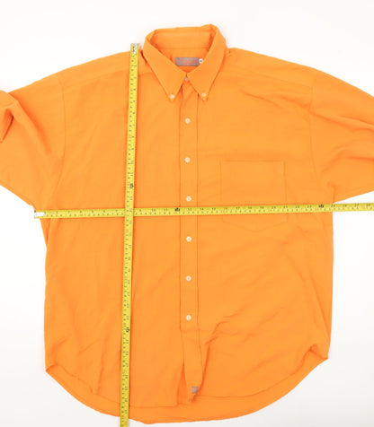 Rhodes England Men's Orange XL Button-Down Cotton Shirt
