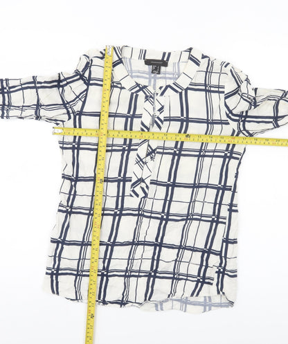 Atmosphere Women’s White Check Blouse UK 6 Long Sleeve Viscose