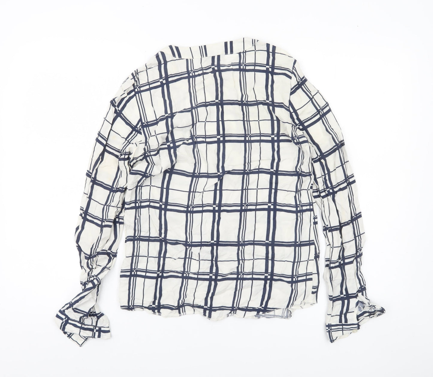 Atmosphere Women’s White Check Blouse UK 6 Long Sleeve Viscose