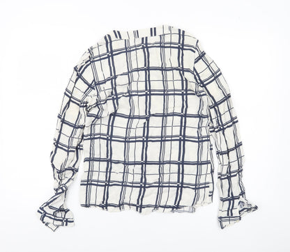 Atmosphere Women’s White Check Blouse UK 6 Long Sleeve Viscose