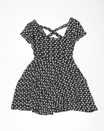 Cooperative Women’s Black Floral Skater Mini Dress XS