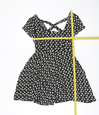 Cooperative Women’s Black Floral Skater Mini Dress XS