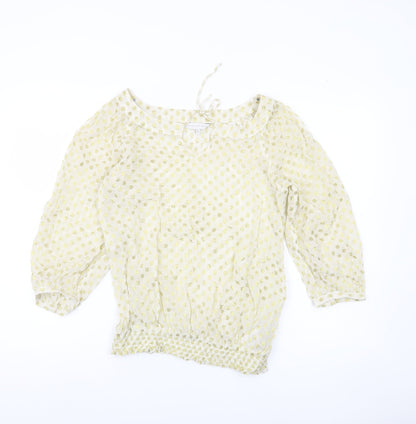 Rocha John Rocha Womens Ivory Polka Dot Sheer Blouse Size 10