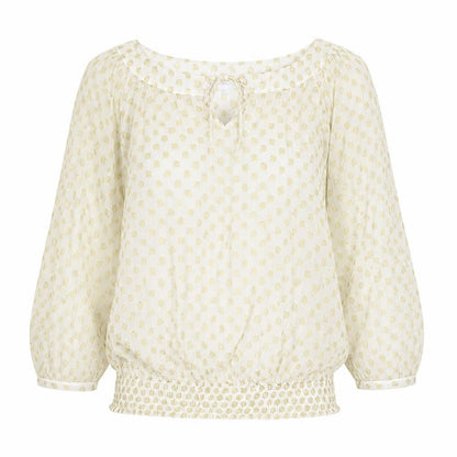 Rocha John Rocha Womens Ivory Polka Dot Sheer Blouse Size 10