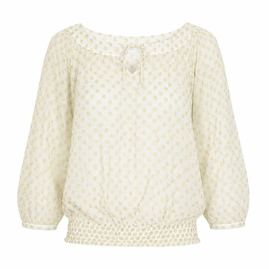Rocha John Rocha Womens Ivory Polka Dot Sheer Blouse Size 10